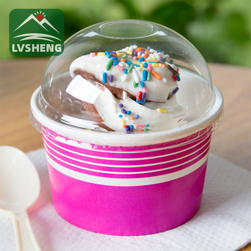 Boholo ba senoelo sa ice cream cream ka lids tse nang le li-dome