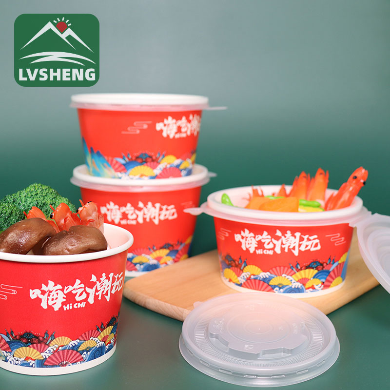 E Lahliloeng E hatisitsoeng ea Take Away Paper Salad Bowl