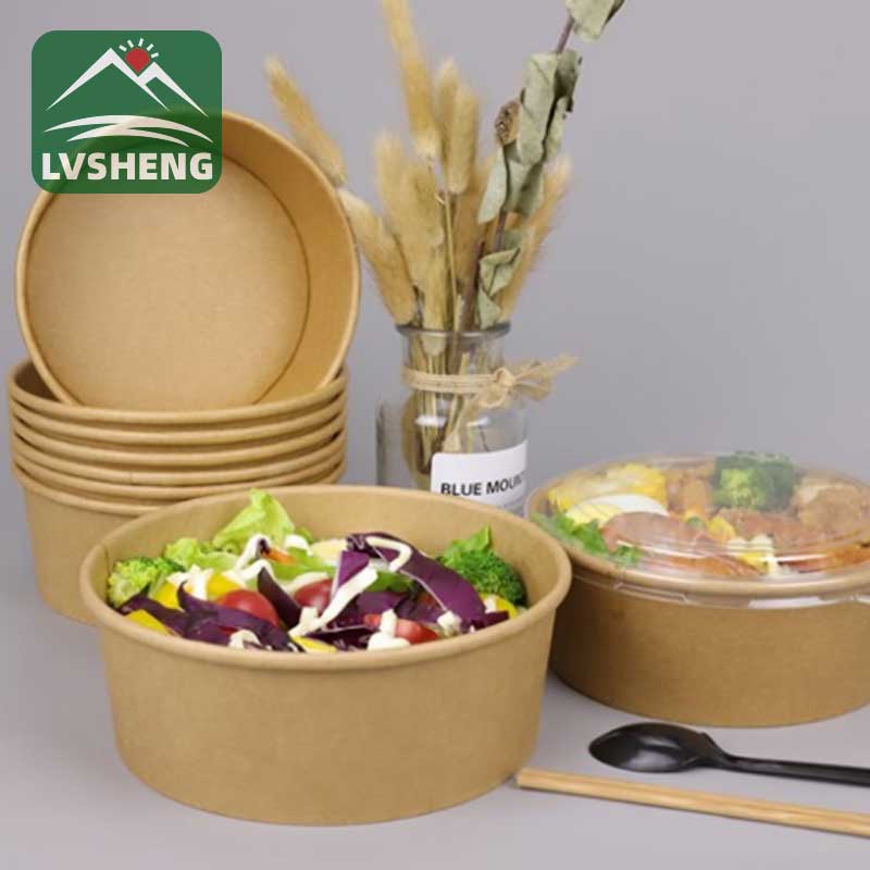 Kraft Salad Bowl e nang le Paper Lid